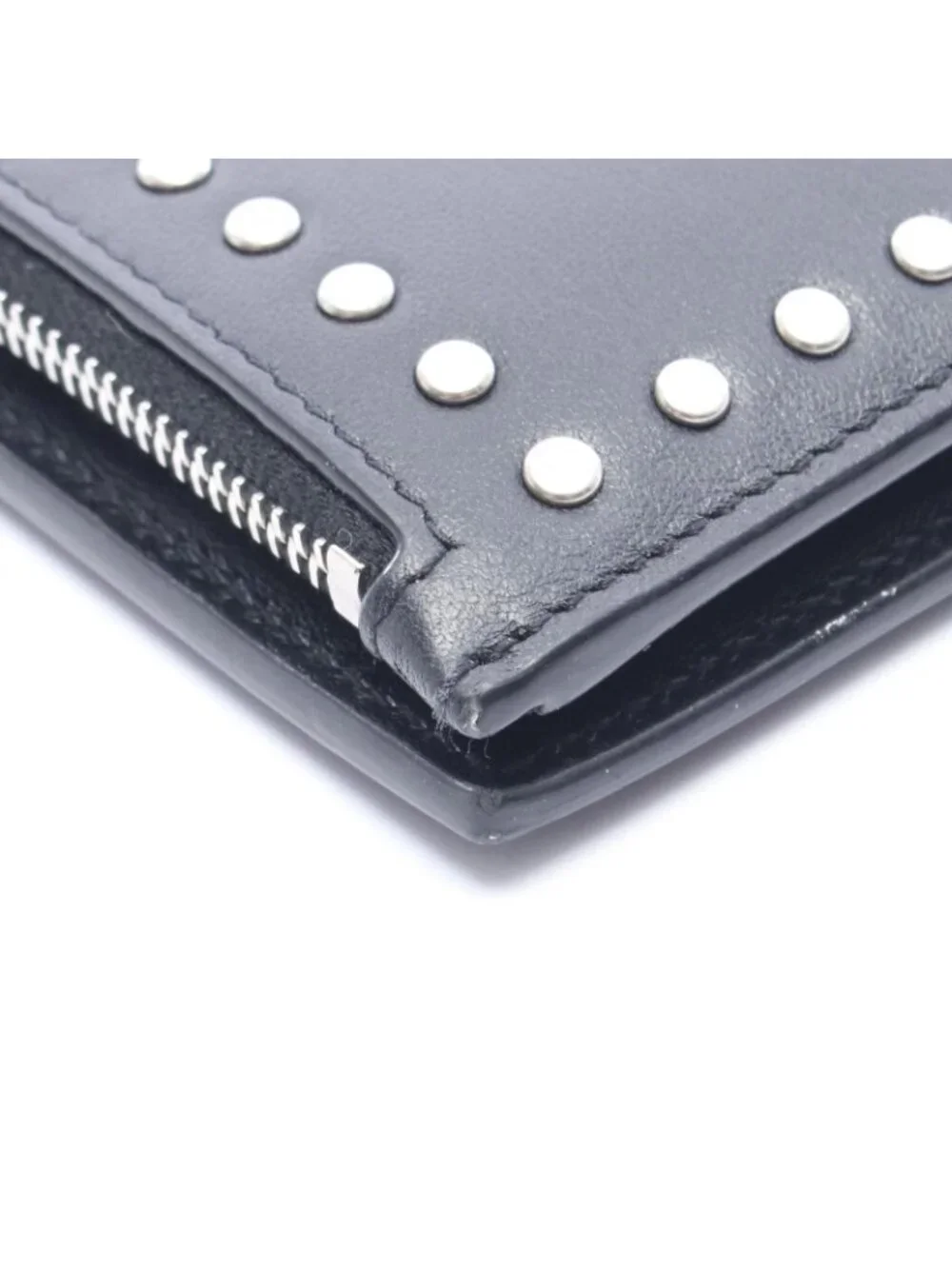 Saint Laurent Paris Bifold Wallet Studded Black Leather - Picture 7 of 8